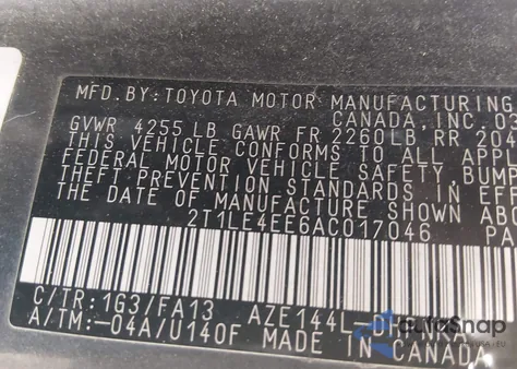 2010 Toyota Matrix S z USA, uszkodzony, nr VIN 2T1LE4EE6AC017046